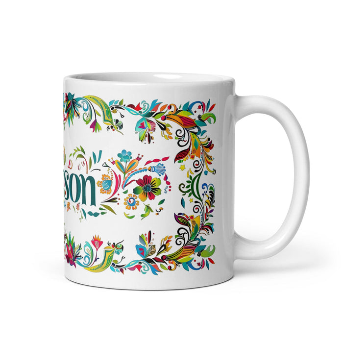 Carson Exclusive Name Art Piece Home Office Work Coffee Mug Mexican Spanish Pride Gift Cup One-Of-A-Kind Calligraphy White Glossy Mug | C4 Mexicada 11 oz