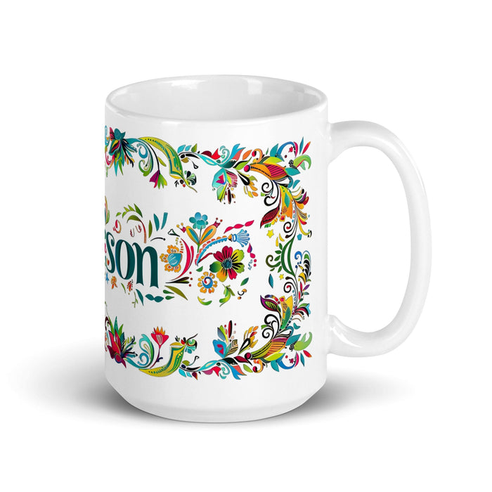 Carson Exclusive Name Art Piece Home Office Work Coffee Mug Mexican Spanish Pride Gift Cup One-Of-A-Kind Calligraphy White Glossy Mug | C4 Mexicada 15 oz