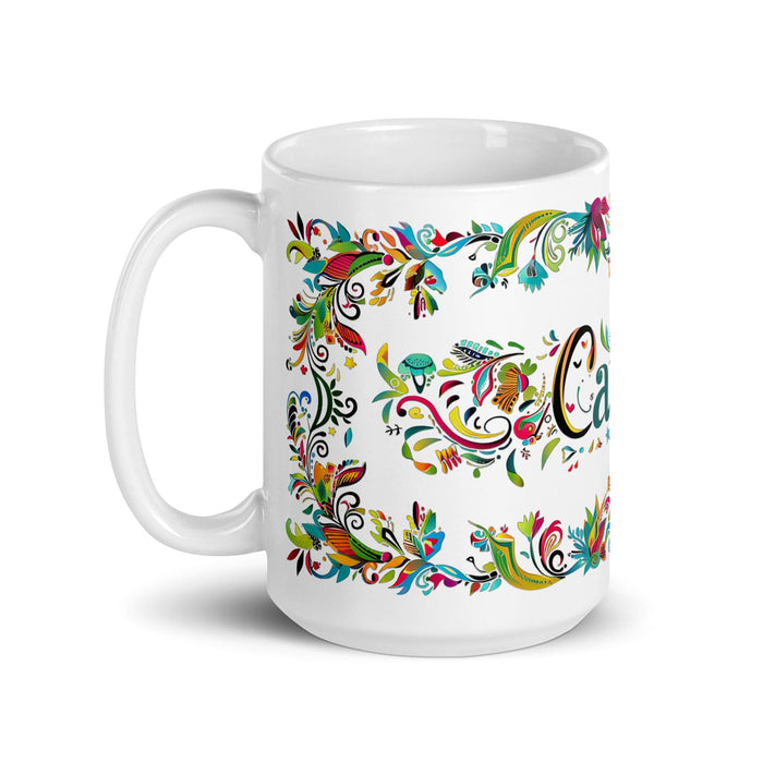 Carson Exclusive Name Art Piece Home Office Work Coffee Mug Mexican Spanish Pride Gift Cup One-Of-A-Kind Calligraphy White Glossy Mug | C4 Mexicada