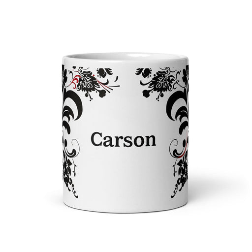 Carson Exclusive Name Art Piece Home Office Work Coffee Mug Mexican Spanish Pride Gift Cup One-Of-A-Kind Calligraphy White Glossy Mug | C6 Mexicada