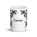 Carson Exclusive Name Art Piece Home Office Work Coffee Mug Mexican Spanish Pride Gift Cup One-Of-A-Kind Calligraphy White Glossy Mug | C6 Mexicada