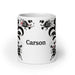 Carson Exclusive Name Art Piece Home Office Work Coffee Mug Mexican Spanish Pride Gift Cup One-Of-A-Kind Calligraphy White Glossy Mug | C6 Mexicada