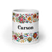 Carson Exclusive Name Art Piece Home Office Work Coffee Mug Mexican Spanish Pride Gift Cup One-Of-A-Kind Calligraphy White Glossy Mug | C8 Mexicada