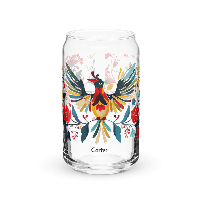 Carter Exclusive Name Art Piece Can-Shaped Glass Home Office Work Mexican Spanish Pride Gift Cup One-Of-A-Kind Calligraphy Glass | C1 Mexicada 16 oz (No Lid No Straw)