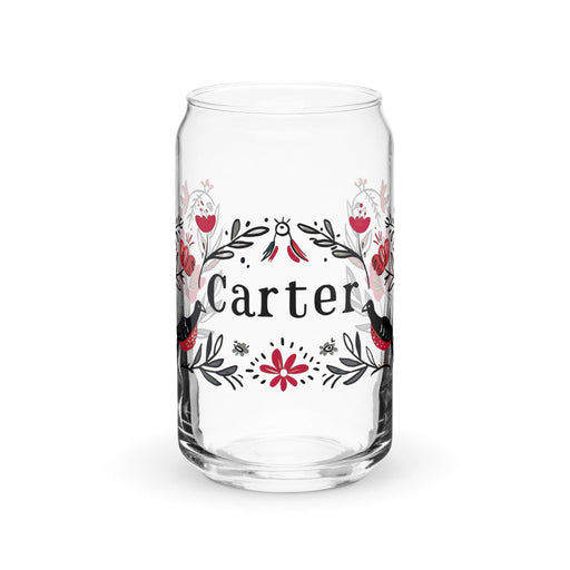 Carter Exclusive Name Art Piece Can-Shaped Glass Home Office Work Mexican Spanish Pride Gift Cup One-Of-A-Kind Calligraphy Glass | C11 Mexicada 16 oz (No Lid No Straw)