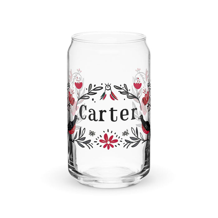 Carter Exclusive Name Art Piece Can-Shaped Glass Home Office Work Mexican Spanish Pride Gift Cup One-Of-A-Kind Calligraphy Glass | C11 Mexicada 16 oz (No Lid No Straw)