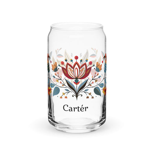 Carter Exclusive Name Art Piece Can-Shaped Glass Home Office Work Mexican Spanish Pride Gift Cup One-Of-A-Kind Calligraphy Glass | C14 Mexicada 16 oz