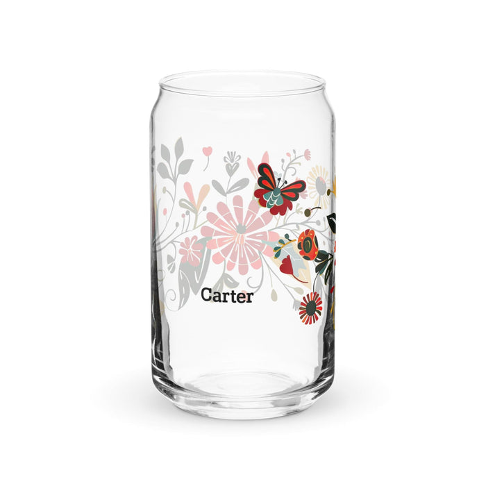 Carter Exclusive Name Art Piece Can-Shaped Glass Home Office Work Mexican Spanish Pride Gift Cup One-Of-A-Kind Calligraphy Glass | C17 Mexicada