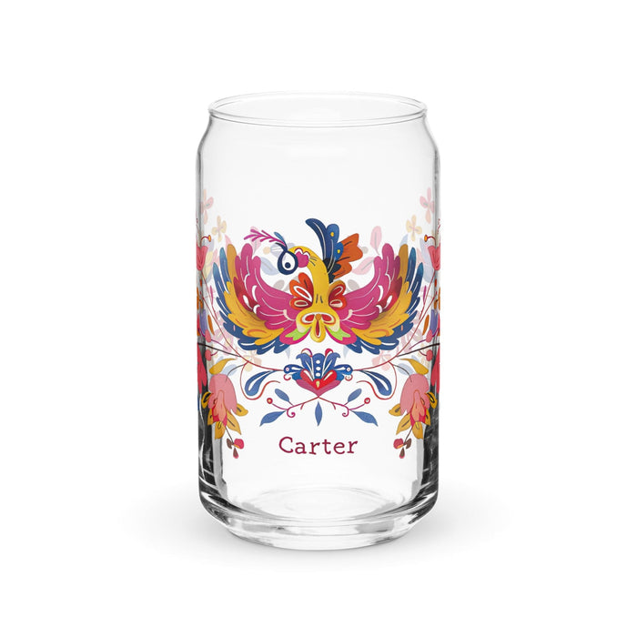 Carter Exclusive Name Art Piece Can-Shaped Glass Home Office Work Mexican Spanish Pride Gift Cup One-Of-A-Kind Calligraphy Glass | C2 Mexicada 16 oz (No Lid No Straw)