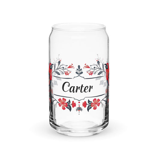 Carter Exclusive Name Art Piece Can-Shaped Glass Home Office Work Mexican Spanish Pride Gift Cup One-Of-A-Kind Calligraphy Glass | C21 Mexicada 16 oz (No Lid No Straw)