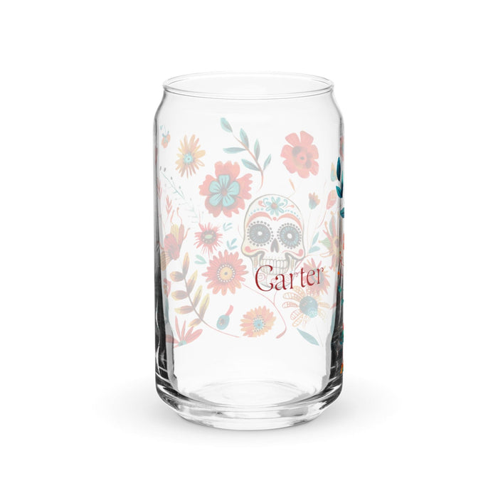 Carter Exclusive Name Art Piece Can-Shaped Glass Home Office Work Mexican Spanish Pride Gift Cup One-Of-A-Kind Calligraphy Glass | C26 Mexicada