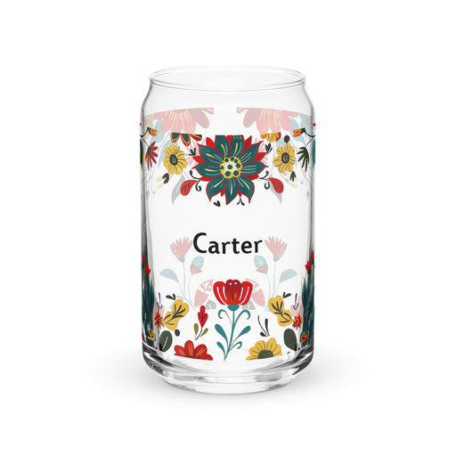 Carter Exclusive Name Art Piece Can-Shaped Glass Home Office Work Mexican Spanish Pride Gift Cup One-Of-A-Kind Calligraphy Glass | C29 Mexicada 16 oz