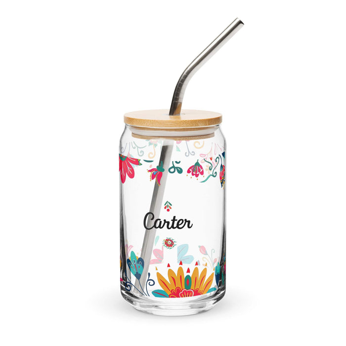 Carter Exclusive Name Art Piece Can-Shaped Glass Home Office Work Mexican Spanish Pride Gift Cup One-Of-A-Kind Calligraphy Glass | C30 Mexicada 16 oz With Lid & Straw