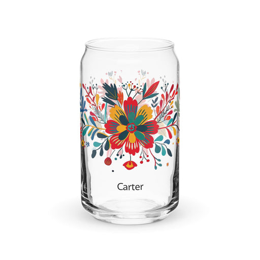 Carter Exclusive Name Art Piece Can-Shaped Glass Home Office Work Mexican Spanish Pride Gift Cup One-Of-A-Kind Calligraphy Glass | C31 Mexicada 16 oz