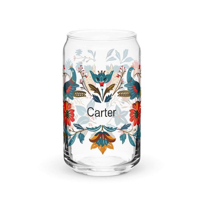 Carter Exclusive Name Art Piece Can-Shaped Glass Home Office Work Mexican Spanish Pride Gift Cup One-Of-A-Kind Calligraphy Glass | C34 Mexicada 16 oz (No Lid No Straw)