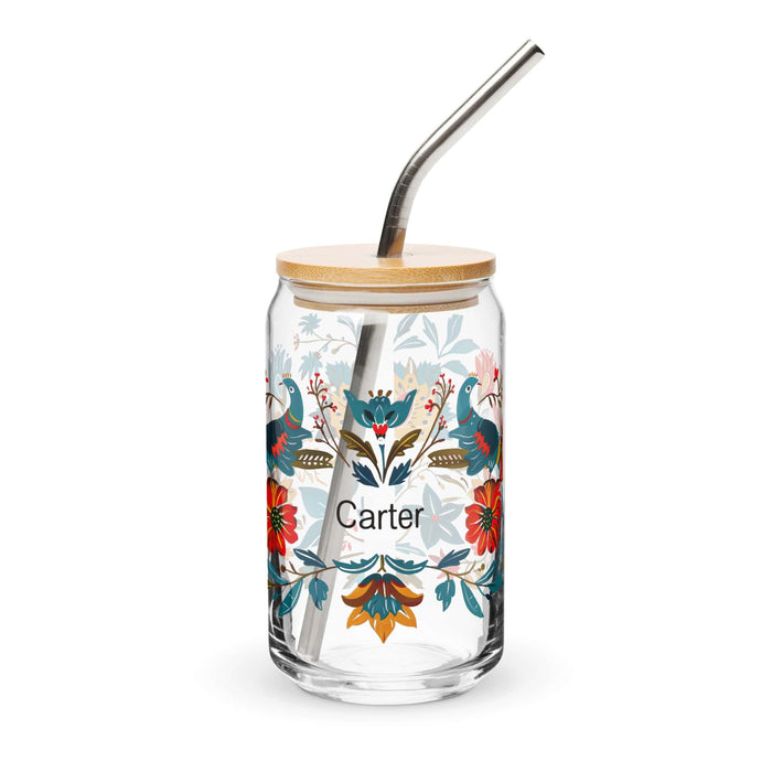 Carter Exclusive Name Art Piece Can-Shaped Glass Home Office Work Mexican Spanish Pride Gift Cup One-Of-A-Kind Calligraphy Glass | C34 Mexicada 16 oz With Lid & Straw