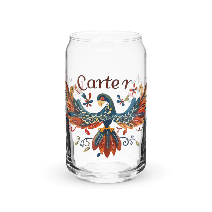 Carter Exclusive Name Art Piece Can-Shaped Glass Home Office Work Mexican Spanish Pride Gift Cup One-Of-A-Kind Calligraphy Glass | C37 Mexicada 16 oz