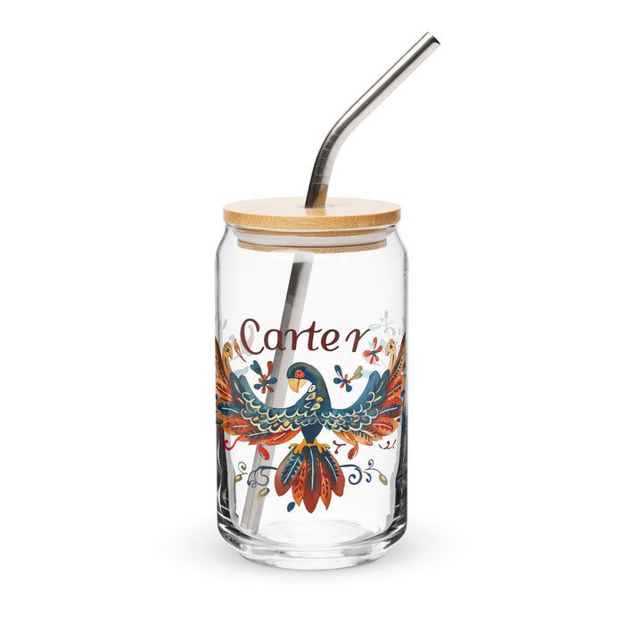 Carter Exclusive Name Art Piece Can-Shaped Glass Home Office Work Mexican Spanish Pride Gift Cup One-Of-A-Kind Calligraphy Glass | C37 Mexicada 16 oz With Lid & Straw