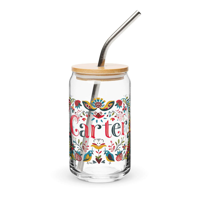 Carter Exclusive Name Art Piece Can-Shaped Glass Home Office Work Mexican Spanish Pride Gift Cup One-Of-A-Kind Calligraphy Glass | C38 Mexicada 16 oz With Lid & Straw