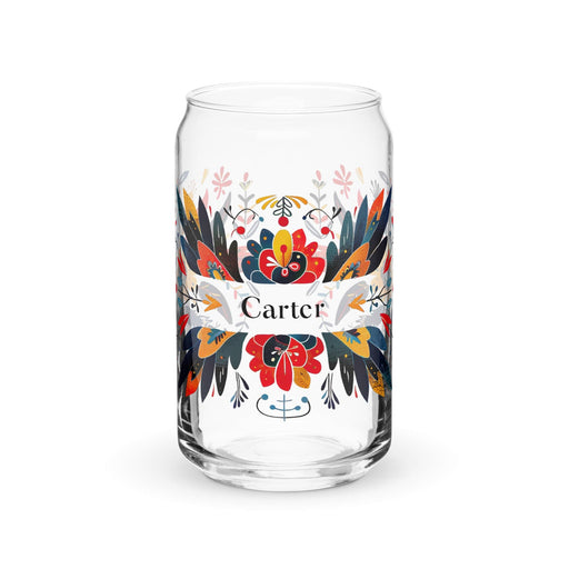 Carter Exclusive Name Art Piece Can-Shaped Glass Home Office Work Mexican Spanish Pride Gift Cup One-Of-A-Kind Calligraphy Glass | C5 Mexicada 16 oz