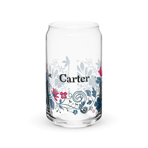 Carter Exclusive Name Art Piece Can-Shaped Glass Home Office Work Mexican Spanish Pride Gift Cup One-Of-A-Kind Calligraphy Glass | C7 Mexicada 16 oz