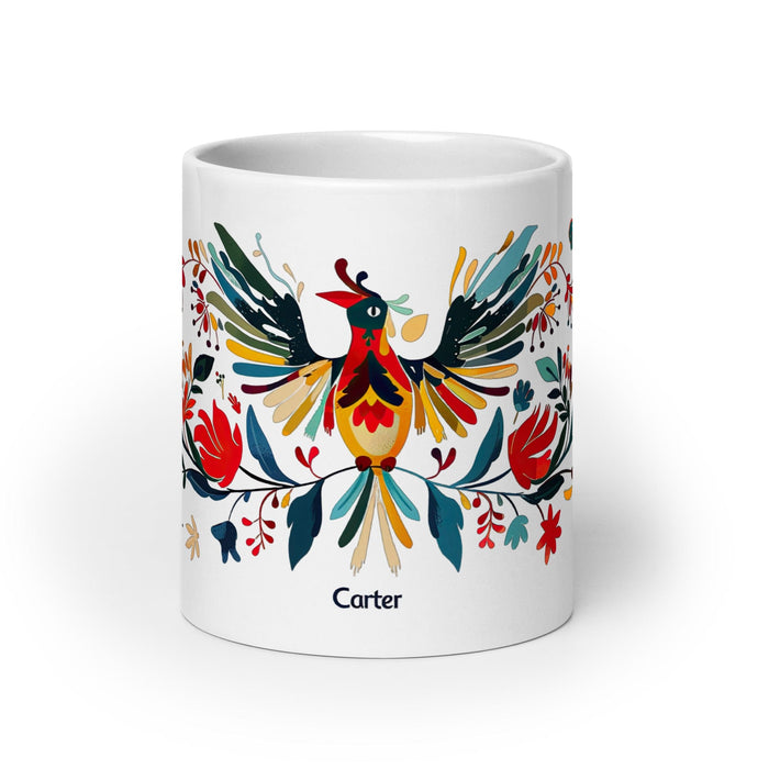 Carter Exclusive Name Art Piece Home Office Work Coffee Mug Mexican Spanish Pride Gift Cup One-Of-A-Kind Calligraphy White Glossy Mug | C1 Mexicada