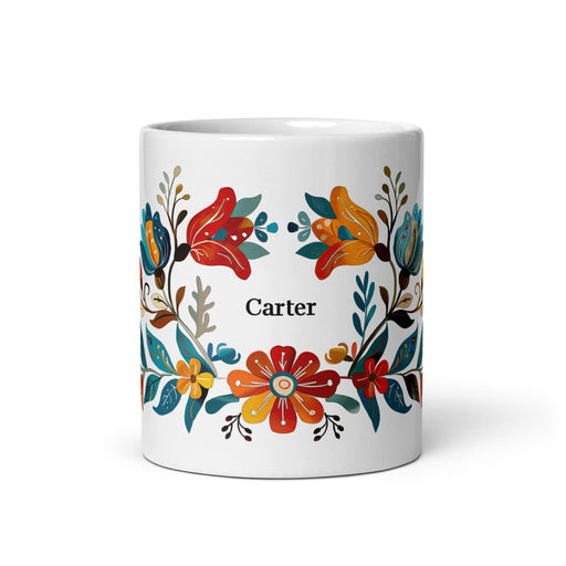 Carter Exclusive Name Art Piece Home Office Work Coffee Mug Mexican Spanish Pride Gift Cup One-Of-A-Kind Calligraphy White Glossy Mug | C10 Mexicada