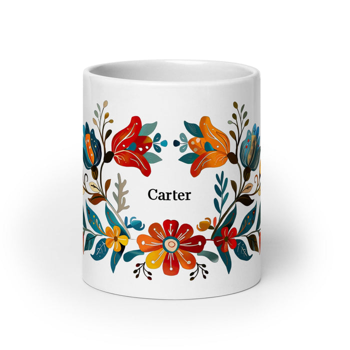 Carter Exclusive Name Art Piece Home Office Work Coffee Mug Mexican Spanish Pride Gift Cup One-Of-A-Kind Calligraphy White Glossy Mug | C10 Mexicada