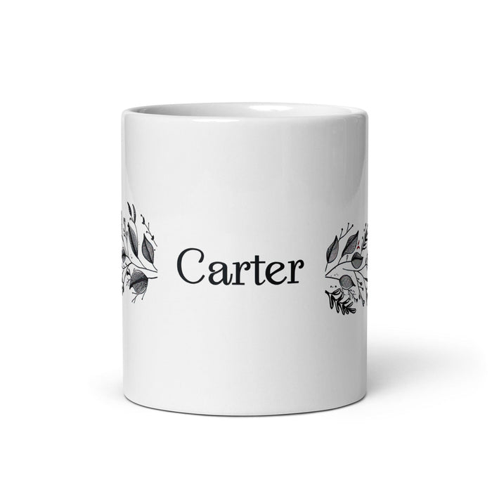 Carter Exclusive Name Art Piece Home Office Work Coffee Mug Mexican Spanish Pride Gift Cup One-Of-A-Kind Calligraphy White Glossy Mug | C12 Mexicada