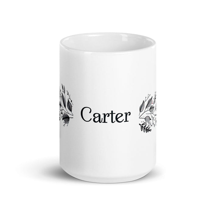 Carter Exclusive Name Art Piece Home Office Work Coffee Mug Mexican Spanish Pride Gift Cup One-Of-A-Kind Calligraphy White Glossy Mug | C12 Mexicada