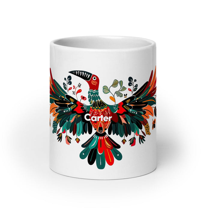 Carter Exclusive Name Art Piece Home Office Work Coffee Mug Mexican Spanish Pride Gift Cup One-Of-A-Kind Calligraphy White Glossy Mug | C13 Mexicada