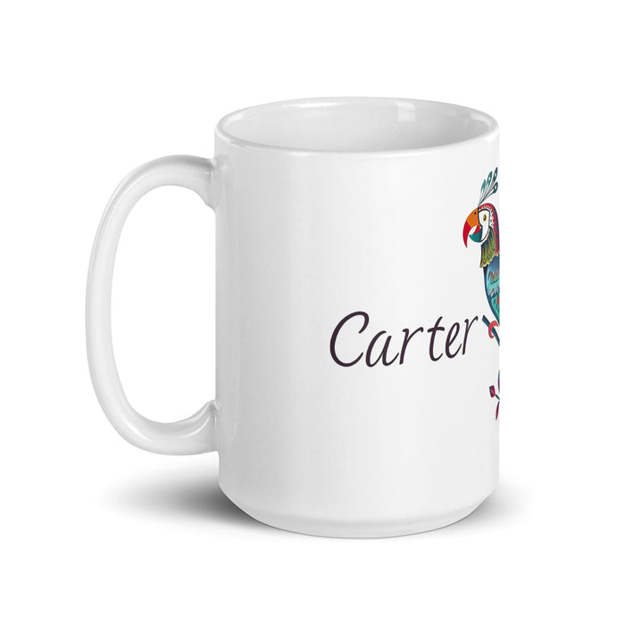 Carter Exclusive Name Art Piece Home Office Work Coffee Mug Mexican Spanish Pride Gift Cup One-Of-A-Kind Calligraphy White Glossy Mug | C15 Mexicada