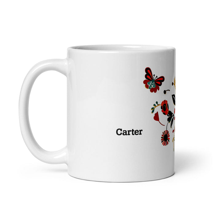 Carter Exclusive Name Art Piece Home Office Work Coffee Mug Mexican Spanish Pride Gift Cup One-Of-A-Kind Calligraphy White Glossy Mug | C17 Mexicada