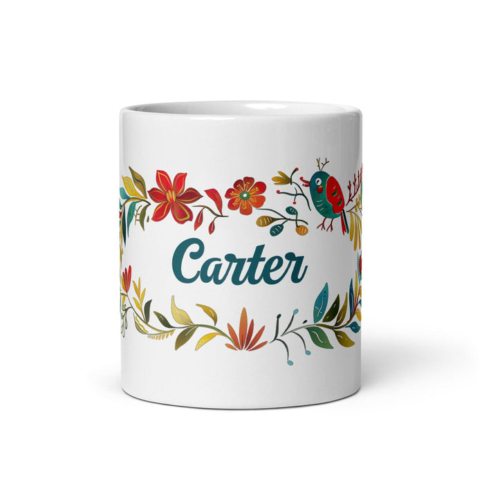 Carter Exclusive Name Art Piece Home Office Work Coffee Mug Mexican Spanish Pride Gift Cup One-Of-A-Kind Calligraphy White Glossy Mug | C18 Mexicada