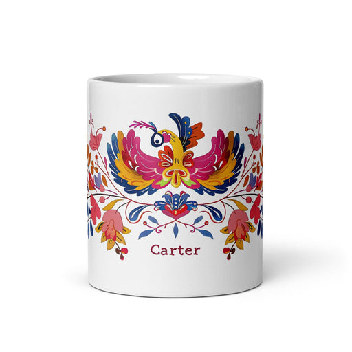 Carter Exclusive Name Art Piece Home Office Work Coffee Mug Mexican Spanish Pride Gift Cup One-Of-A-Kind Calligraphy White Glossy Mug | C2 Mexicada