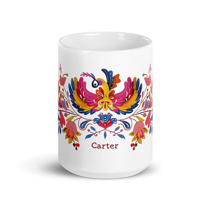 Carter Exclusive Name Art Piece Home Office Work Coffee Mug Mexican Spanish Pride Gift Cup One-Of-A-Kind Calligraphy White Glossy Mug | C2 Mexicada