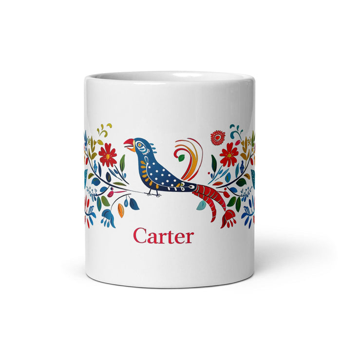 Carter Exclusive Name Art Piece Home Office Work Coffee Mug Mexican Spanish Pride Gift Cup One-Of-A-Kind Calligraphy White Glossy Mug | C20 Mexicada