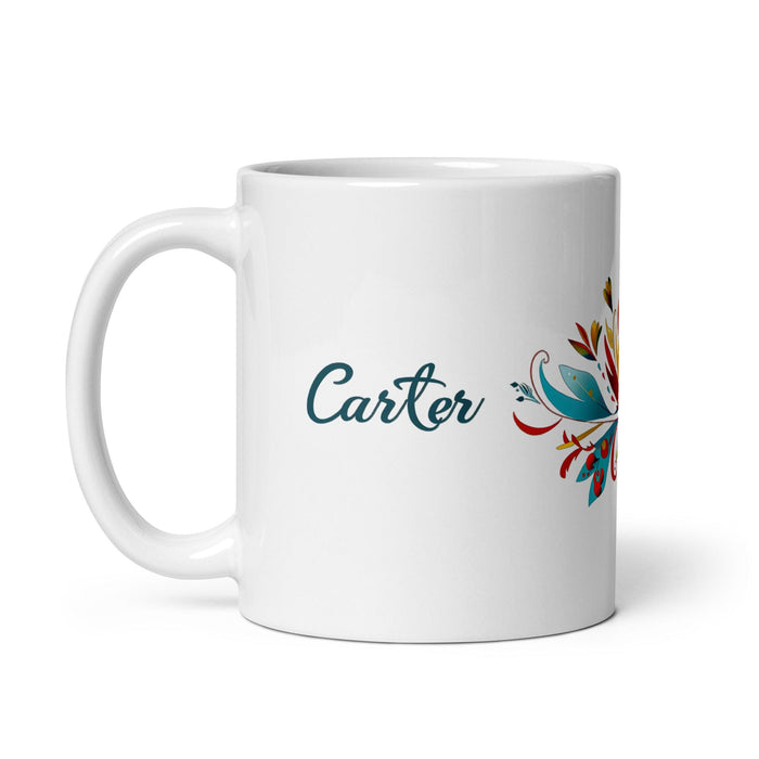 Carter Exclusive Name Art Piece Home Office Work Coffee Mug Mexican Spanish Pride Gift Cup One-Of-A-Kind Calligraphy White Glossy Mug | C25 Mexicada