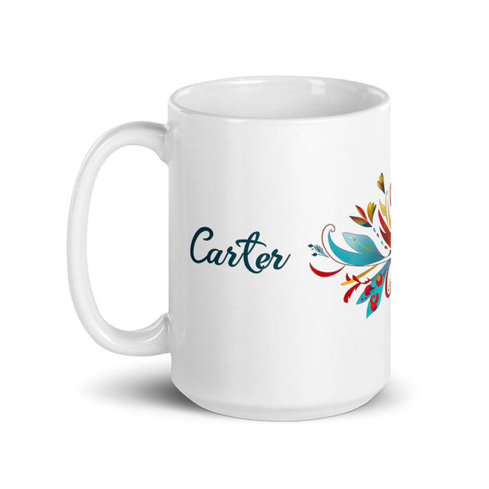 Carter Exclusive Name Art Piece Home Office Work Coffee Mug Mexican Spanish Pride Gift Cup One-Of-A-Kind Calligraphy White Glossy Mug | C25 Mexicada