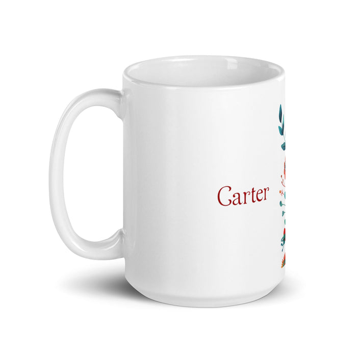 Carter Exclusive Name Art Piece Home Office Work Coffee Mug Mexican Spanish Pride Gift Cup One-Of-A-Kind Calligraphy White Glossy Mug | C26 Mexicada