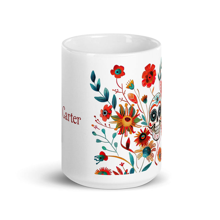 Carter Exclusive Name Art Piece Home Office Work Coffee Mug Mexican Spanish Pride Gift Cup One-Of-A-Kind Calligraphy White Glossy Mug | C27 Mexicada