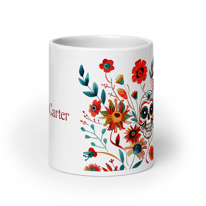 Carter Exclusive Name Art Piece Home Office Work Coffee Mug Mexican Spanish Pride Gift Cup One-Of-A-Kind Calligraphy White Glossy Mug | C27 Mexicada