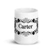 Carter Exclusive Name Art Piece Home Office Work Coffee Mug Mexican Spanish Pride Gift Cup One-Of-A-Kind Calligraphy White Glossy Mug | C28 Mexicada