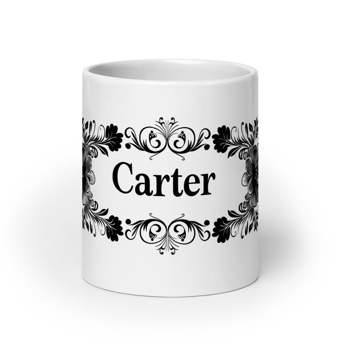 Carter Exclusive Name Art Piece Home Office Work Coffee Mug Mexican Spanish Pride Gift Cup One-Of-A-Kind Calligraphy White Glossy Mug | C28 Mexicada