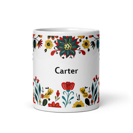 Carter Exclusive Name Art Piece Home Office Work Coffee Mug Mexican Spanish Pride Gift Cup One-Of-A-Kind Calligraphy White Glossy Mug | C29 Mexicada