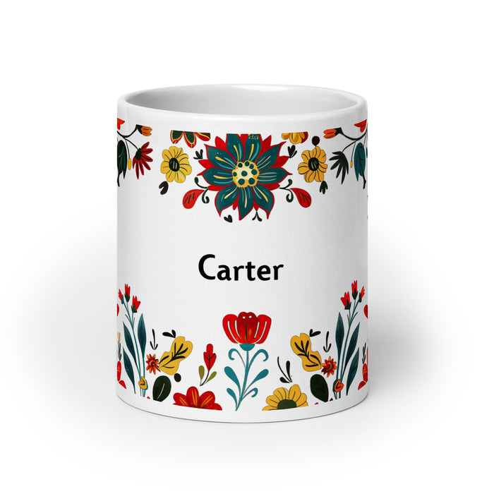 Carter Exclusive Name Art Piece Home Office Work Coffee Mug Mexican Spanish Pride Gift Cup One-Of-A-Kind Calligraphy White Glossy Mug | C29 Mexicada