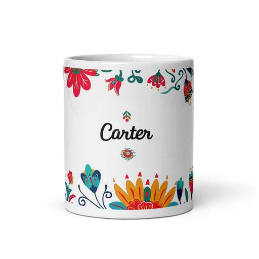 Carter Exclusive Name Art Piece Home Office Work Coffee Mug Mexican Spanish Pride Gift Cup One-Of-A-Kind Calligraphy White Glossy Mug | C30 Mexicada