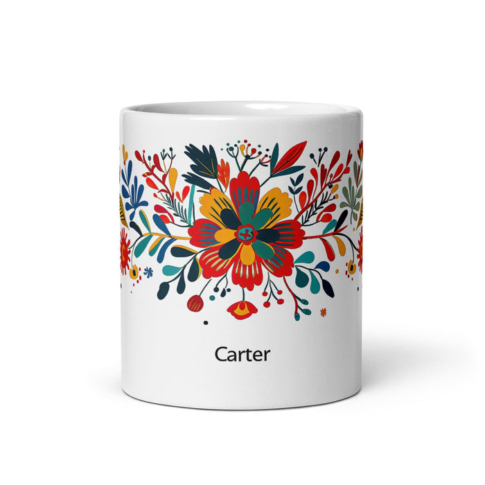 Carter Exclusive Name Art Piece Home Office Work Coffee Mug Mexican Spanish Pride Gift Cup One-Of-A-Kind Calligraphy White Glossy Mug | C31 Mexicada