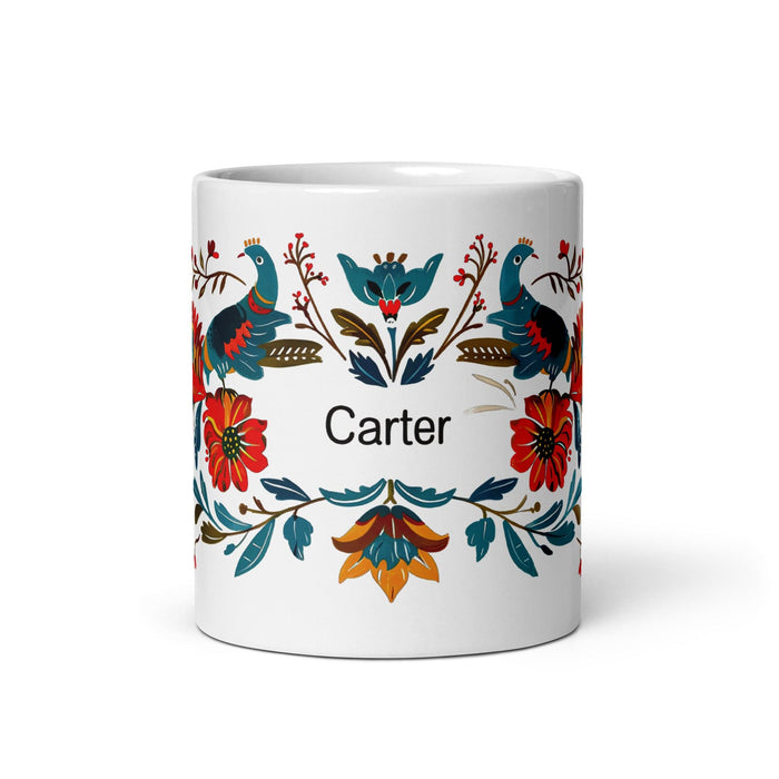 Carter Exclusive Name Art Piece Home Office Work Coffee Mug Mexican Spanish Pride Gift Cup One-Of-A-Kind Calligraphy White Glossy Mug | C34 Mexicada