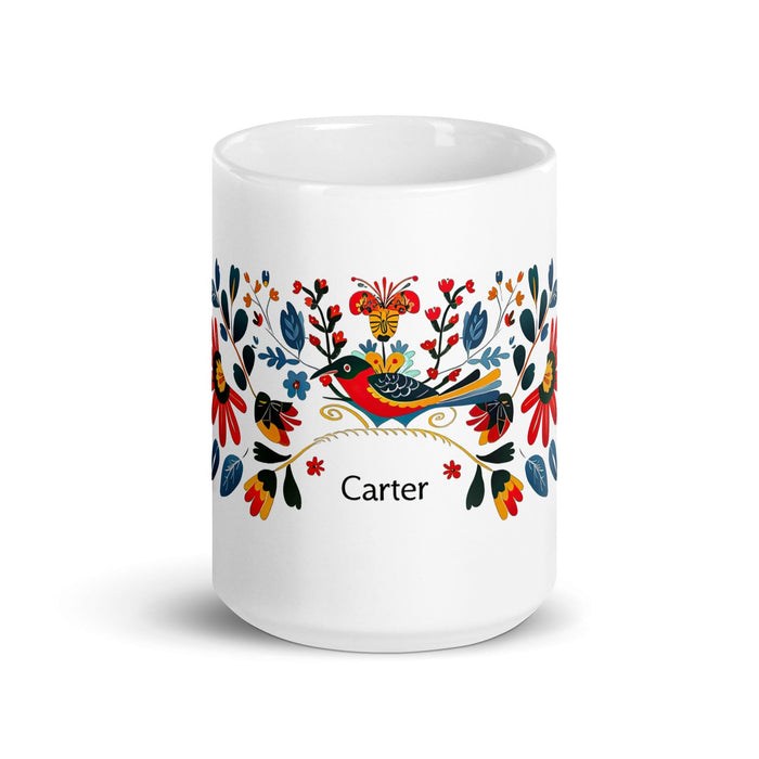 Carter Exclusive Name Art Piece Home Office Work Coffee Mug Mexican Spanish Pride Gift Cup One-Of-A-Kind Calligraphy White Glossy Mug | C35 Mexicada